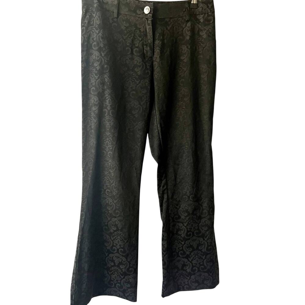 Flare Y2K Black Dress Pants Bisou Bisou Size 8 Mid Rise Texture